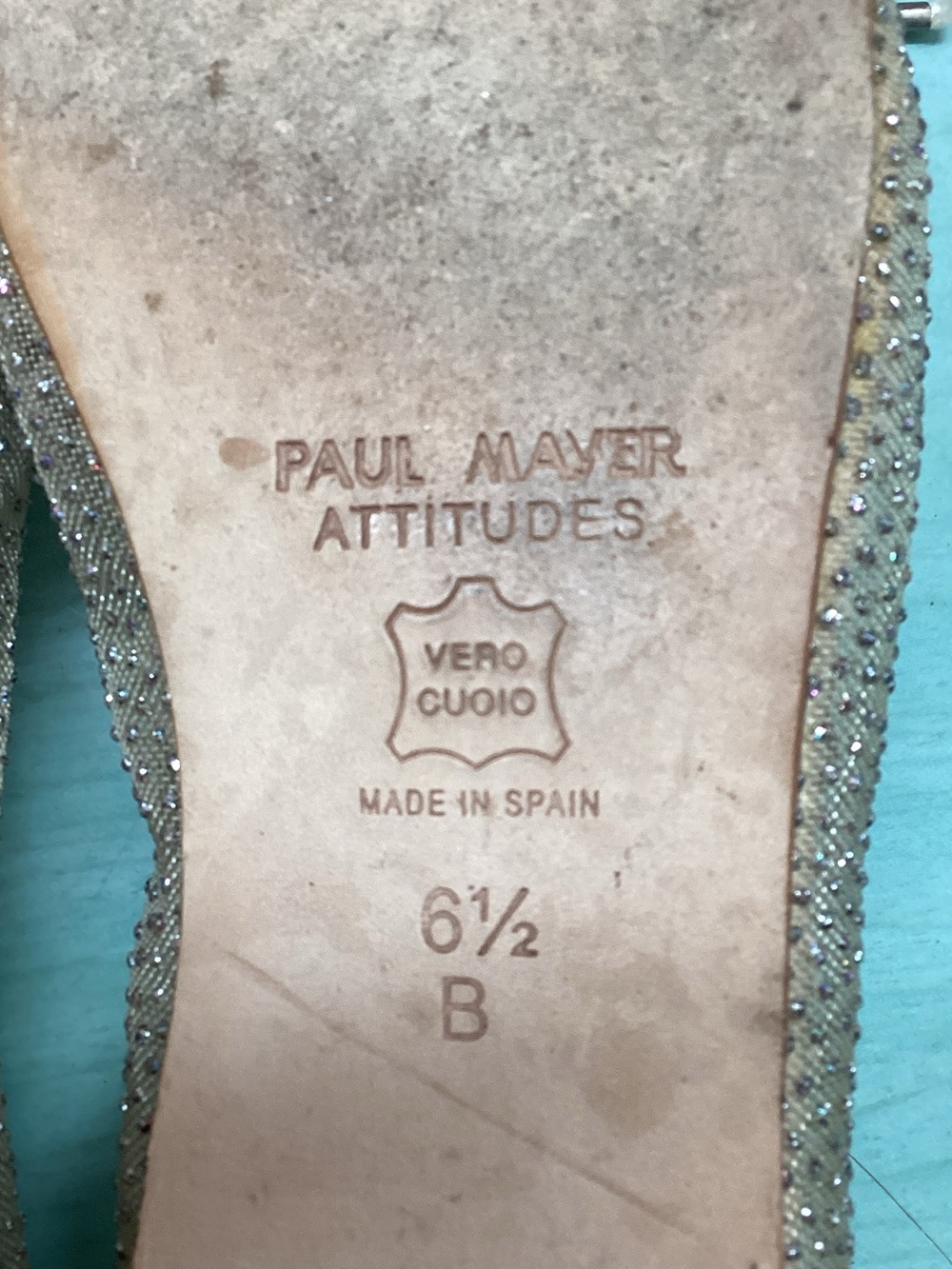 Paul Mayer Taupe Crystal Bow Ballet Flats - Picture 2 of 3